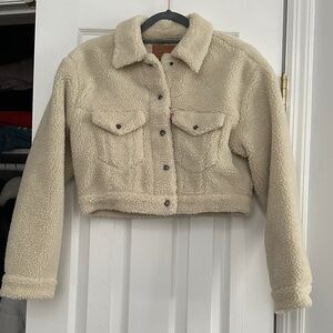Levi's Beige Sherpa Cropped Jacket